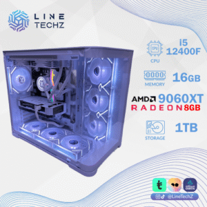 تجميعة بيضاء كاش كرت AMD RX 9060XT 8G مع معالج i5-12400F