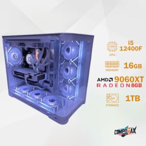 تجميعة بيضاء كاش كرت AMD RX 9060XT 8G مع معالج i5-12400F