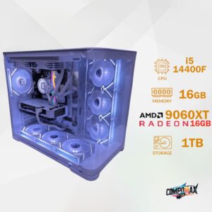 تجميعة بيضاء اقساط كرت AMD RX 9060XT 16G مع معالج i5-14400F