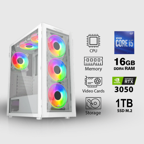 تجميعة اقتصادية كاش شاشة GForce RTX 3050 مع المعالج i5-10400F