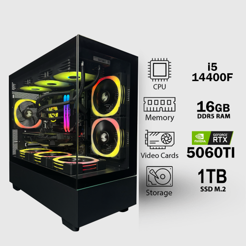 تجميعة متوسطة كاش كرت RTX 5060 Ti معالج i5-14400F