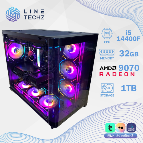تجميعة إحترافية كاش كرت شاشة AMD 9070 معالج i5-14400F