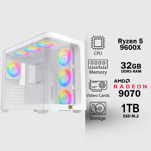 تجميعة احترافية بكرت شاشة AMD RX9070 معالج R5-9600X