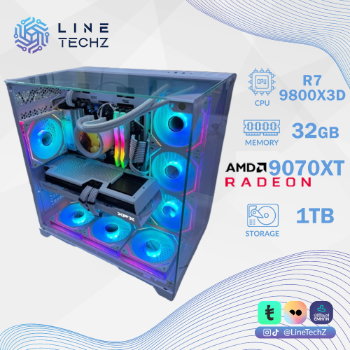 تجميعة احترافية اقساط RX 9070 XT White معالج AMD Ryzen 7 9800X3D